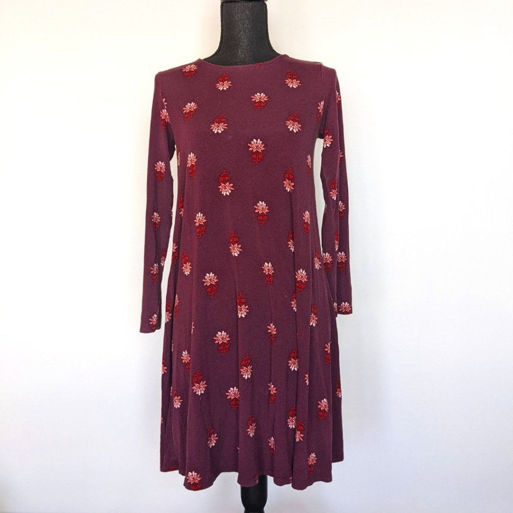 Purple Old Navy Floral Long Sleeve Midi Dress Size X-Small